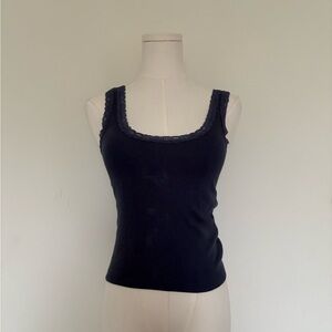 Brandy Melville Navy Lace Trim Tank Top
